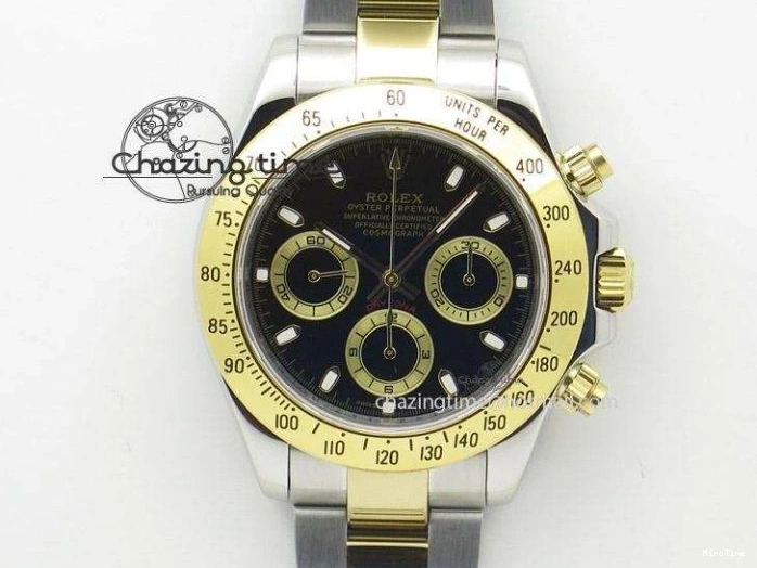 MiroTime 0316 SmartChoice Daytona 116519LN JH Best Edition Black Dial Crystal Markers On Rubber Strap A4130 (Free XS Rubber Strap) 3558